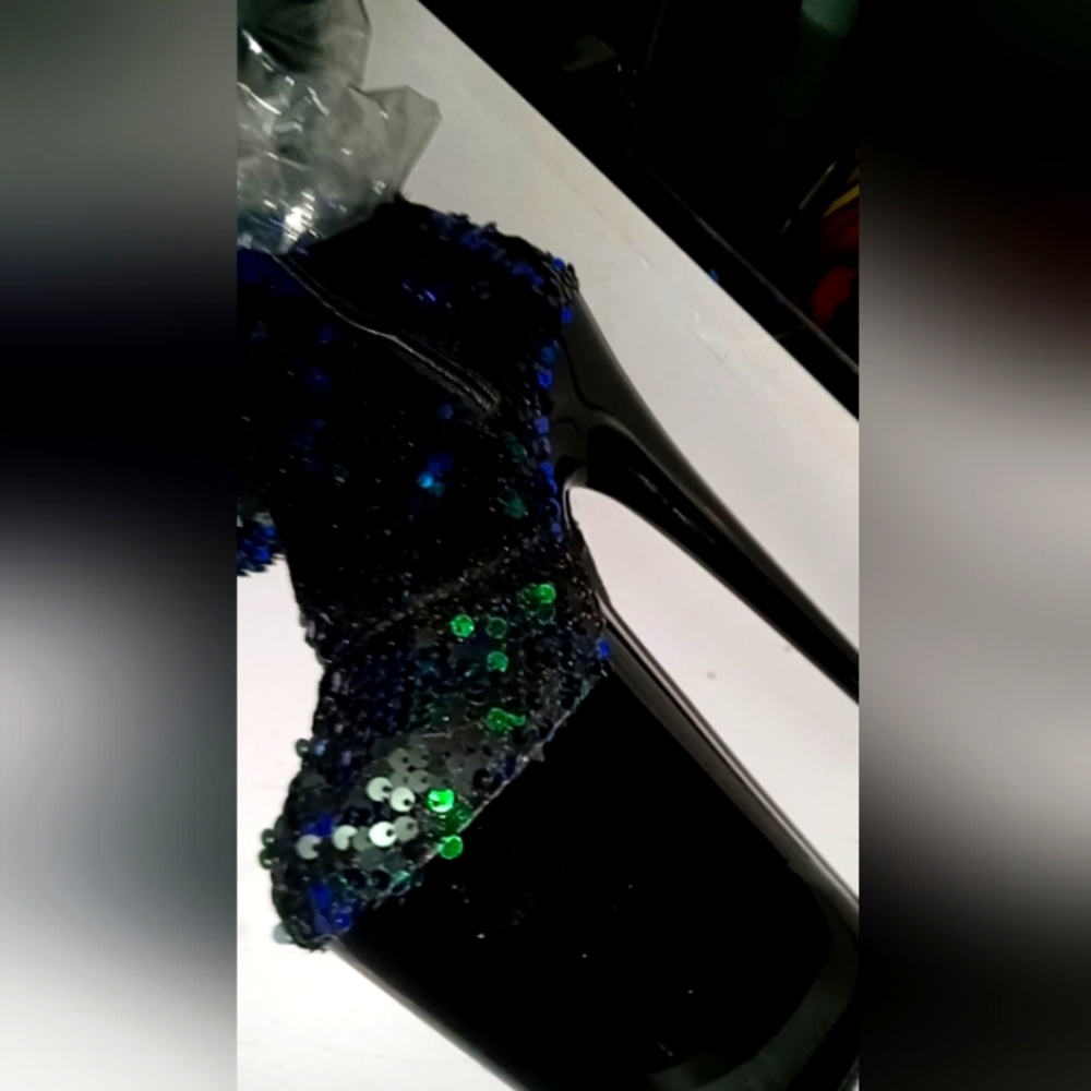 Pleaser thigh high sequined heels